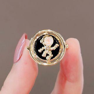 Astronaut Open Ring Ly2335 - Black & Gold - One Size