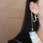 Embellished Chained Earring 1 Pc - S925 Silver Needle - Gold - One Size
