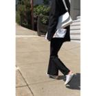 Set: Single-breasted Flap-detail Jacket + Flat-front Boot-cut Pants
