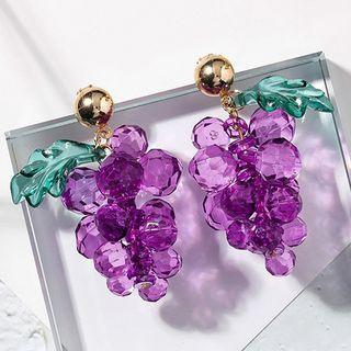 Grape Sterling Silver Ear Stud 1 Pair - Purple - One Size