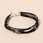 Alloy Bead Faux Leather Layered Choker Black - One Size