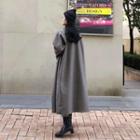 Open-front Herringbone Long Coat