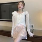 Chiffon Shirt / Sequined Mini Skirt