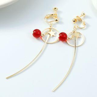 Alloy Star Faux Crystal Bead Dangle Earring