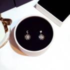 Non-matching Rhinestone Moon & Star Dangle Earring 1 Pair - Silver - One Size