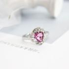 Rhinestone Heart Ring Rose Pink - One Size