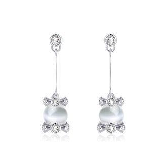 Fashion And Stylish Opal Tassel Earrings With Austrian Element Crystal Silver - One Size