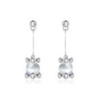 Fashion And Stylish Opal Tassel Earrings With Austrian Element Crystal Silver - One Size