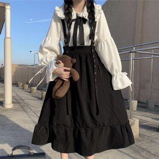 Ruffled Blouse / Midi Jumper Skirt