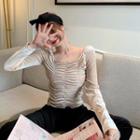Velvet Ruched Long-sleeve Slim-fit Top