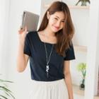 Square Neck Short Sleeve Pocket Top