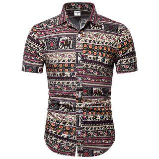 Short-sleeve Elepant Print Shirt