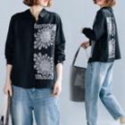 Patterned Linen Shirt Black - One Size