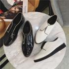 Faux-leather Zip-accent Oxford Shoes