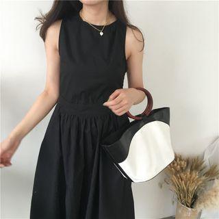 Cross Back A-line Midi Dress