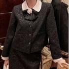 Set: Sequined Button-up Jacket + Mini Pencil Skirt