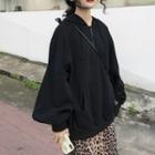 Half-zip Hoodie / Leopard Patterned Midi A-line Skirt