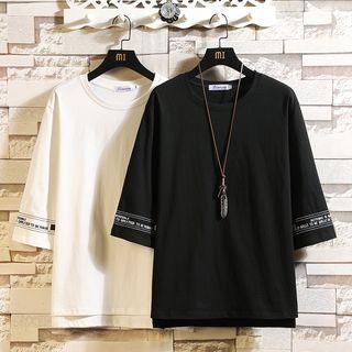 3/4-sleeve Letter Trim T-shirt