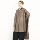 Check-pattern Asymmetric Long Shirt