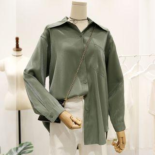 Long-sleeve Oversize Satin Shirt