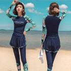 Set: Print Rash Guard + Pants + Shorts