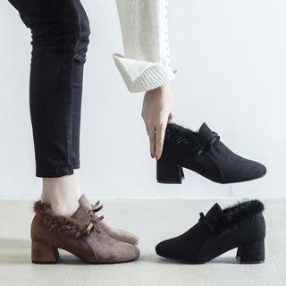 Chunky Heel Fluffy Ankle Boots
