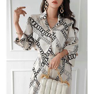 Scarf Print Silky Boxy Shirt