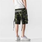 Lettering Print Camouflage Cargo Shorts