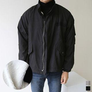 Stand-collar Coral-fleece Lined Jacket