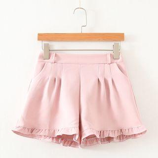 Ruffle Trim Wide Leg Shorts