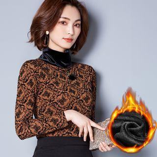 Printed High Neck Long-sleeve T-shirt