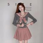 Long-sleeve Sailor Collar Blouse / Mini A-line Skirt / Set