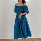 Off-shoulder Midi Shift Dress