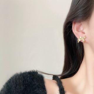 Bow Alloy Earring E4438 - 1 Pair - Gold - One Size