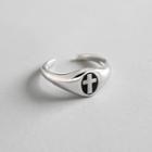 925 Sterling Silver Cross Open Ring Platinum - Size No. 13