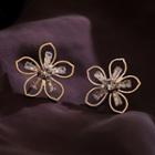 Faux Crystal Flower Earring 1 Pair - S925 Silver - As Shown In Figure - One Size