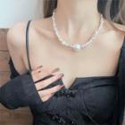 Faux Pearl Alloy Necklace 1 Pc - Silver - One Size