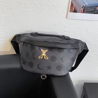 Crescent Print Faux Leather Sling Bag