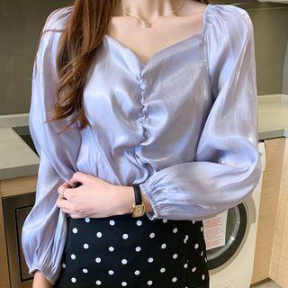 Satin Shirred Blouse