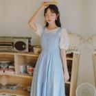 Set: Strappy Midi A-line Dress + Short-sleeve Top