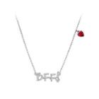 925 Sterling Silver Fashion Letter Bff And Red Heart Necklace With Austrian Element Crystal Silver - One Size