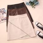 Asymmetric Mini A-line Faux Leather Skirt