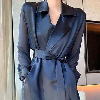 Plain Midi Organza Shirtdress
