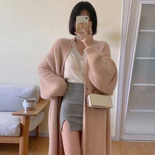 Long Cardigan / Mini Skirt / Knit Top