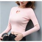 Heart Cutout Cropped Sweater