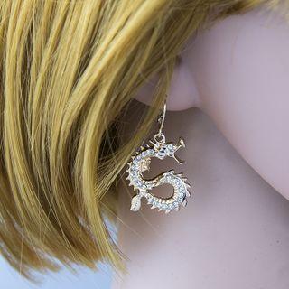 Dragon Drop Earring 1 Pair - Gold - One Size