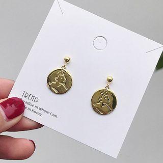 925 Sterling Silver Embossed Disc Dangle Earring As Shown In Figure - One Size
