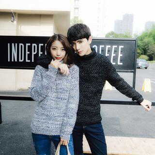 Couple Matching Turtleneck Melange Sweater