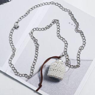 Rhinestone Chain Belt Bag Silver - One Size