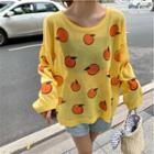 Long-sleeve Fruit Print T-shirt